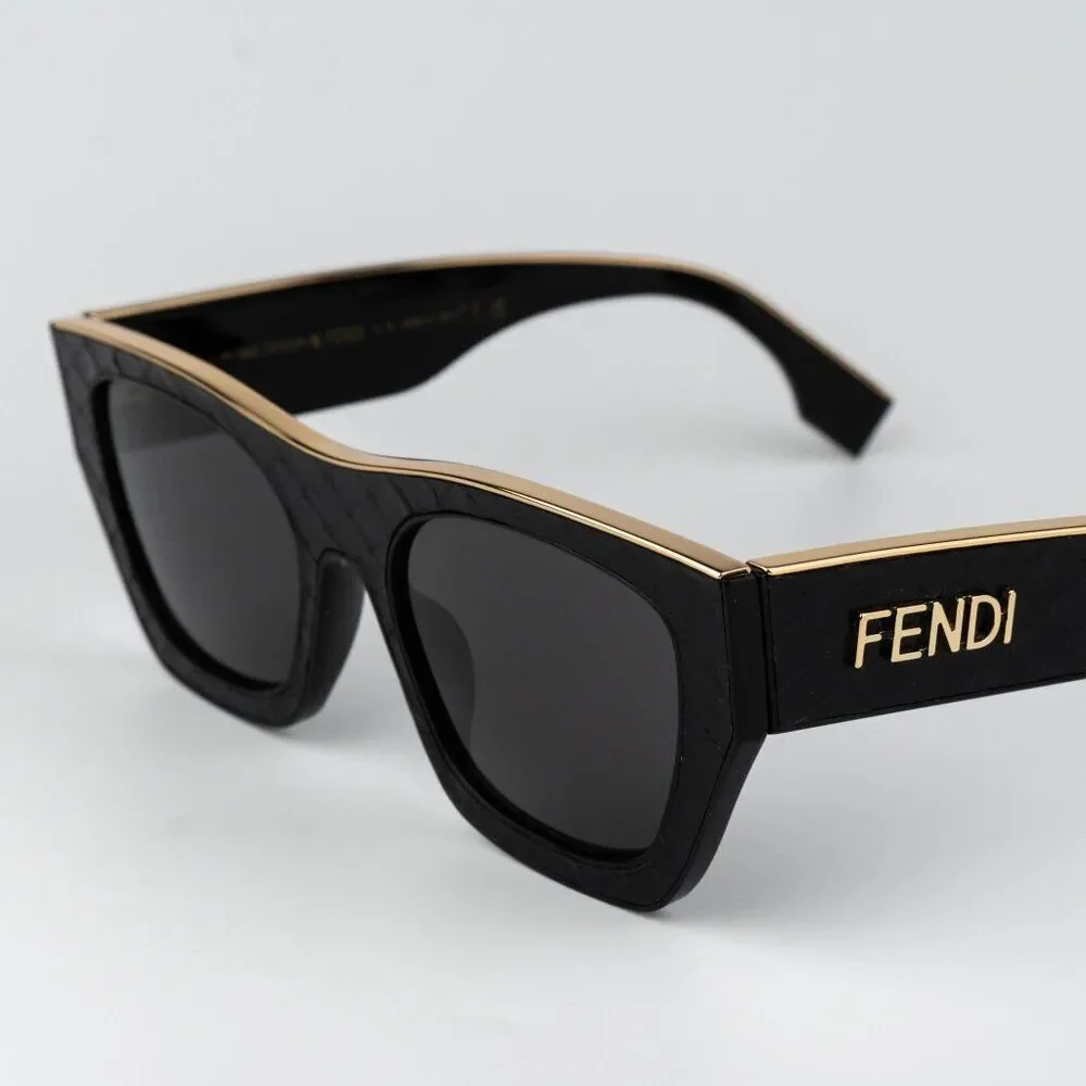 Fendi LEATHER LIMITED EDITION Men Sunglasses Square Black Grey FE40126I 01A